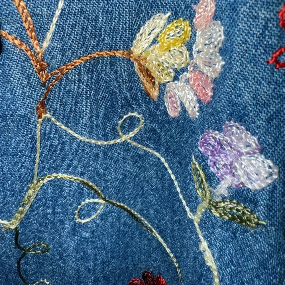 Vintage New Directions Embroidered Denim Jacket Boxy Oversized Cottagecore Boho - Picture 4 of 7